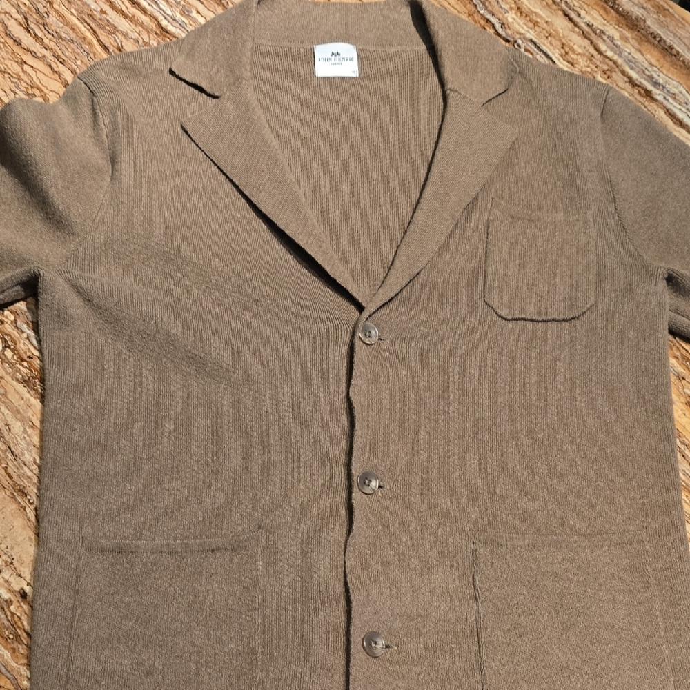 Men's Tan Cardigan Sweater